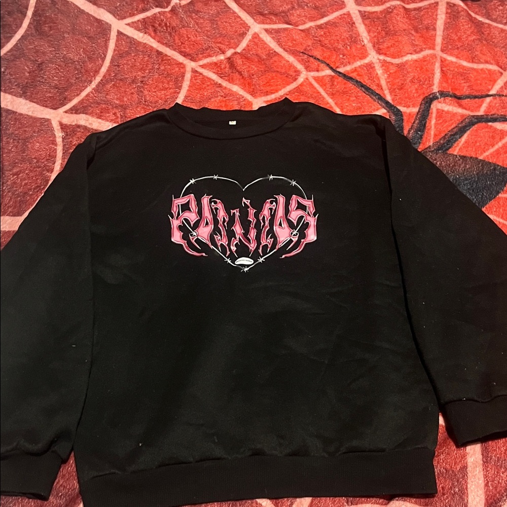 Black Sweatshirt with Pink Graphic